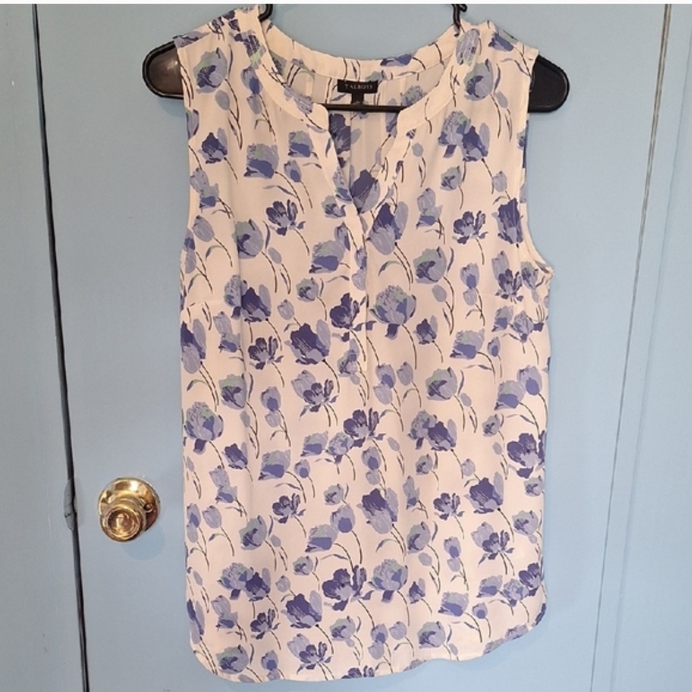 Talbots Blue and White Floral Blouse